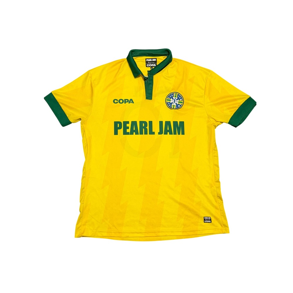 Pearl Jam COPA Brasil 10 Soccer Jersey Yellow Green Seattle Band Shirt XL